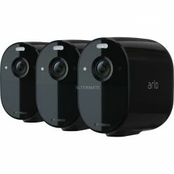 Budget 👍 Smarte Sicherheit Arlo Essential Spotlight, Überwachungskamera (schwarz, WLAN, Full HD, 3er Pack) ⭐