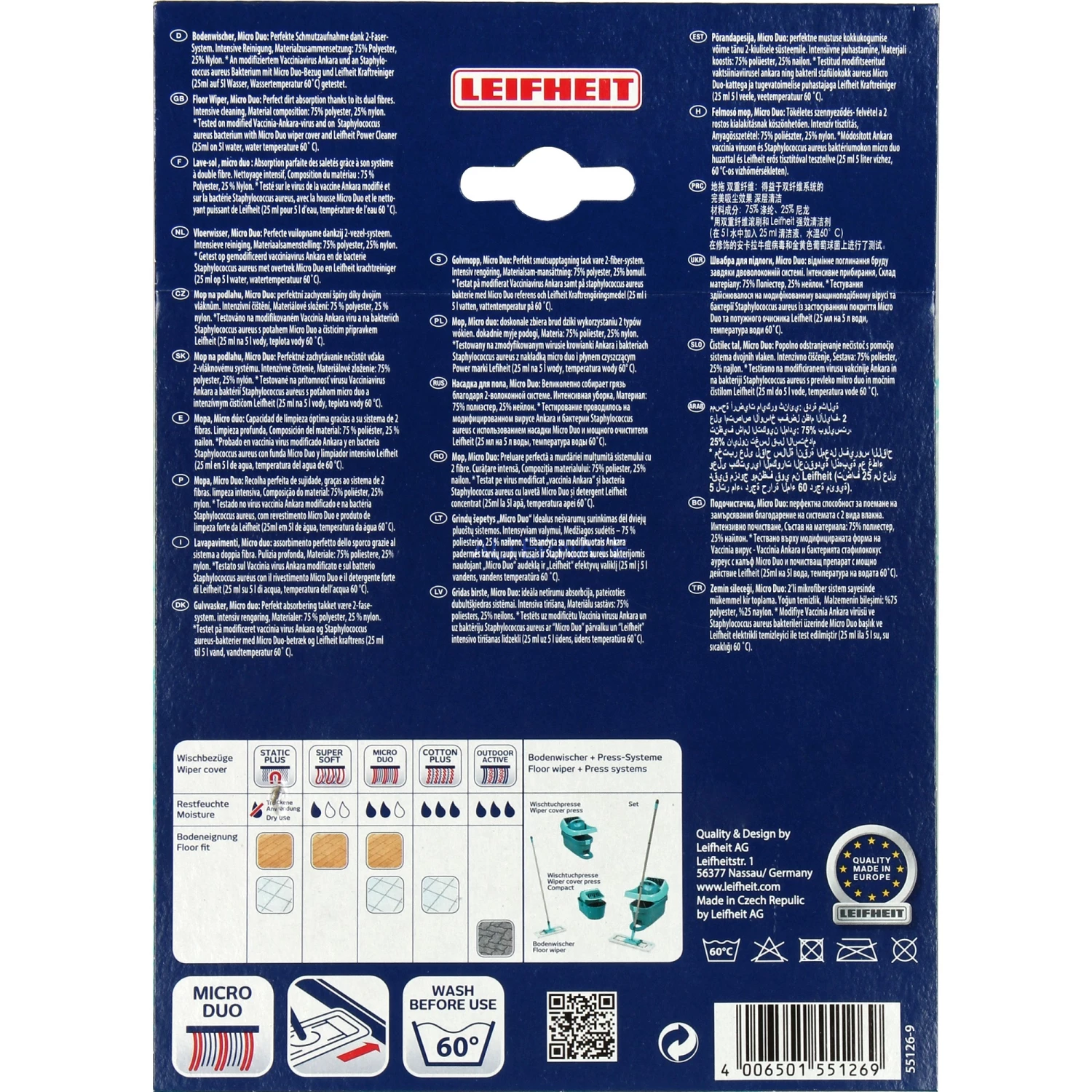 Billig 🎉 Bodenwischer LEIFHEIT Wischbezug Profi XL Micro Duo (weiß/hellblau) 😉 2 Billig 🎉 Bodenwischer LEIFHEIT Wischbezug Profi XL Micro Duo (weiß/hellblau) 😉 – Bild 2