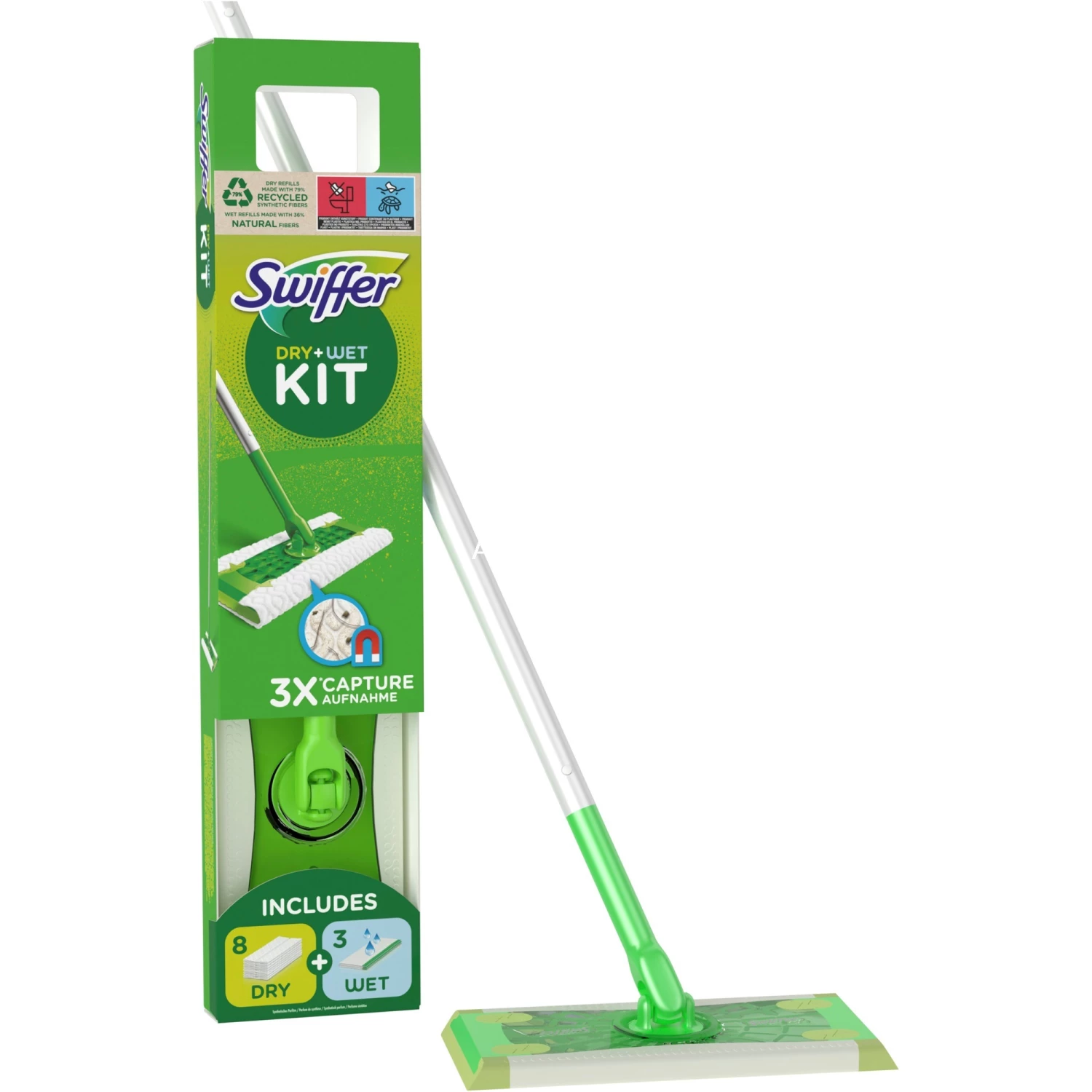 Bestpreis 😍 Swiffer Bodenwischer Starterset (1 Bodenstab + 11 Bodentücher) (grün, 8 Trockene Und 3 Feuchte Bodentücher) 🔔 1 Bestpreis 😍 Swiffer Bodenwischer Starterset (1 Bodenstab + 11 Bodentücher) (grün, 8 Trockene Und 3 Feuchte Bodentücher) 🔔