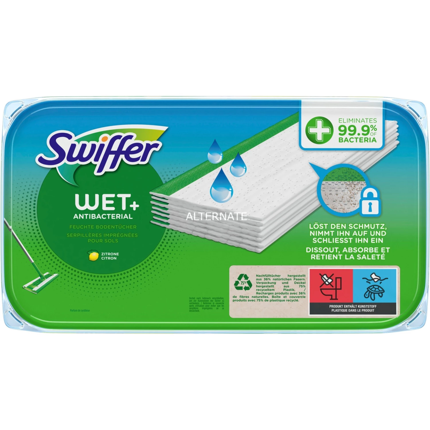 Rabatt 🔥 Swiffer Feuchte Bodentücher Wet+ Antibakteriell, Nachfüllpackung, 10 Stück, Reinigungstücher (weiß, Für Swiffer Bodenwischer) 💯 4 Rabatt 🔥 Swiffer Feuchte Bodentücher Wet+ Antibakteriell, Nachfüllpackung, 10 Stück, Reinigungstücher (weiß, Für Swiffer Bodenwischer) 💯 – Bild 4