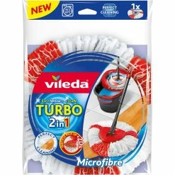 Schlussverkauf ⌛ Vileda Turbo 2in1 Wischkopf, Bodenwischer (weiß/rot, Für Wischmop EasyWring & Clean) ✨